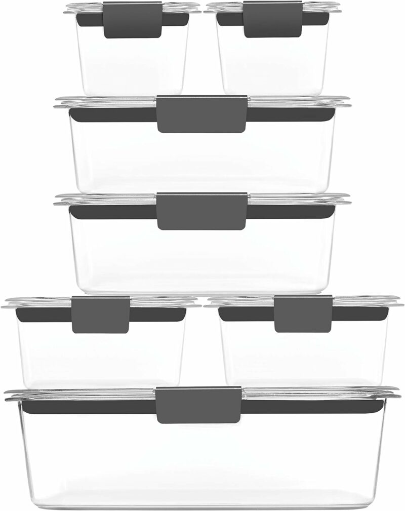 Rubbermaid Brilliance BPA Free Food Storage Containers with Lids, Airtight, for Lunch, Meal Prep, and Leftovers, Set of 7